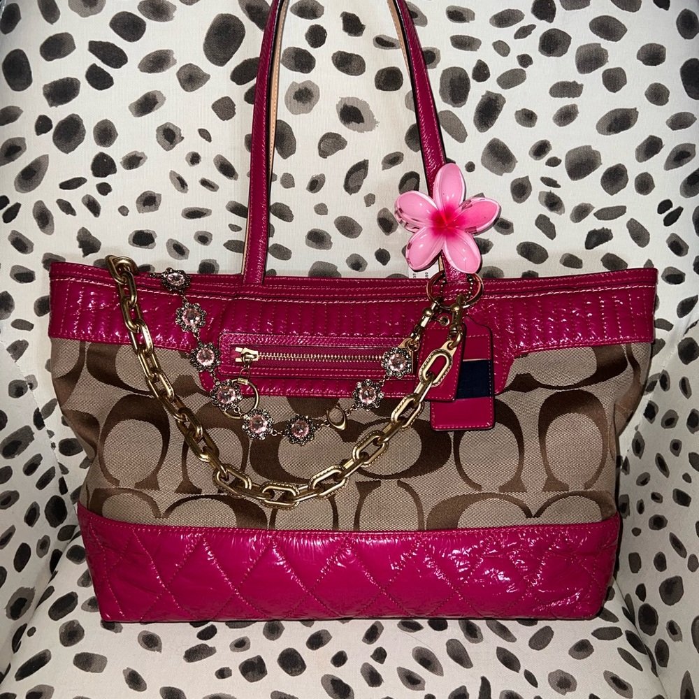 Coach Pink and Brown Shoulder Bag